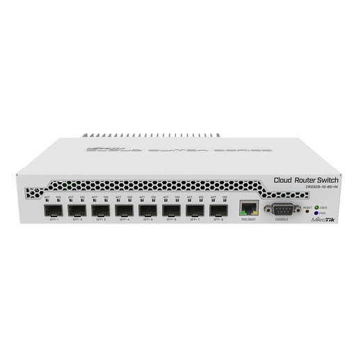 [CRS-309-1G-8S+IN] MikroTik CRS309-1G-8S+IN 8 SFP+ and 1Gigabit Ethernet Ports POE and DC Input Rack Kit Included