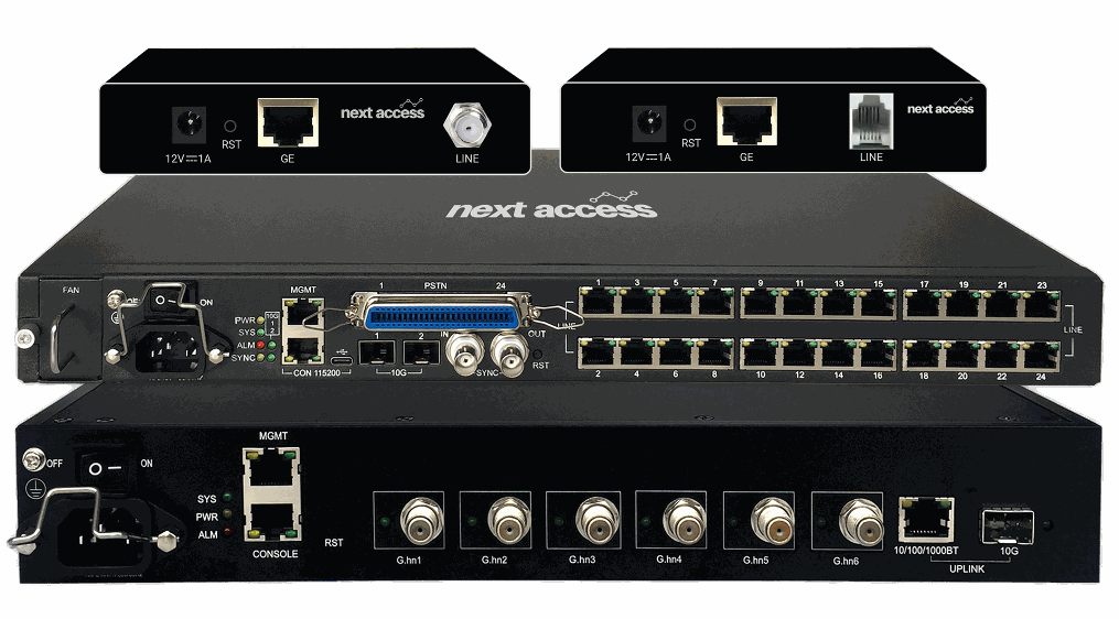 [G4224T] Next Access G.hn Access Multiplexer (GAM) with 24 dual-pair ports (SISO/MIMO) and 2 x 10Gbps SFP+ ports, Wave-2