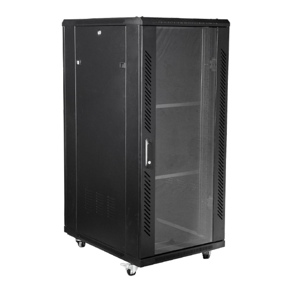 [SMIC-RK-0014] 19" floor-standing cabinet, glass door, 600 wide