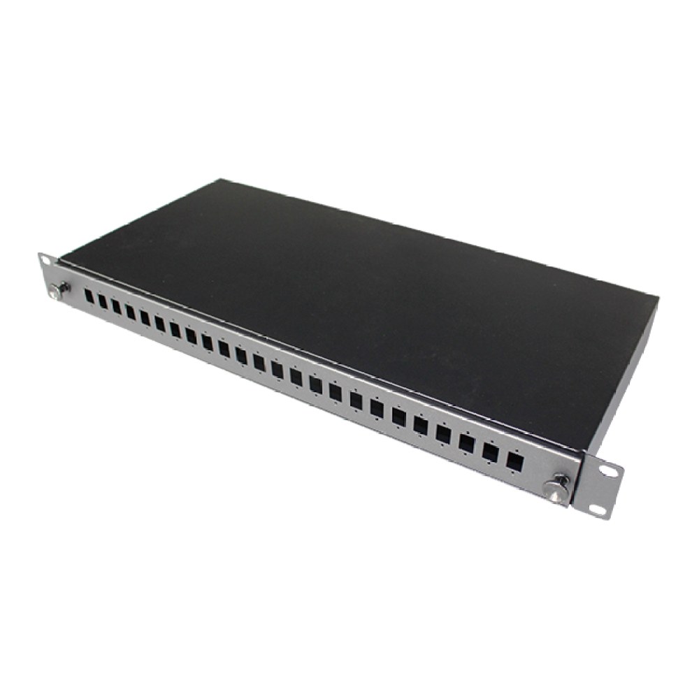 [SMIC-FE-0005] Fibre patch panel, 1U sliding, 24 x SC simplex, with splice tray