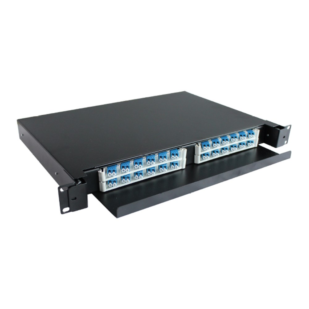 [SMIC-FE-0007] Fibre patch panel, 1U sliding, 24 x LC duplex angled