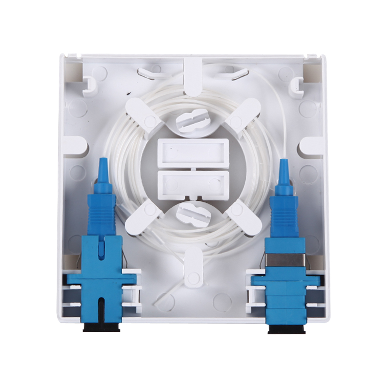 2 Fibre Wall Outlet FTTH with SC/APC Adapters and SC/APC Pigtails