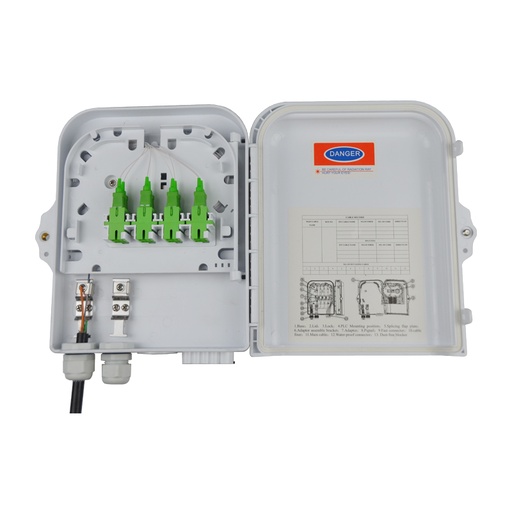 [FDB-8SCA-8PLC] 8 Fibers Optic Distribution Box, SC/A, Plastic, Wall/Pole Mount, Indoor and Outdoor with 1:8 PLC